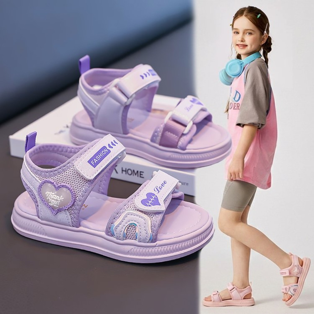 Velcro Hook Loop - Sandálias Princesa em Formato de Coração